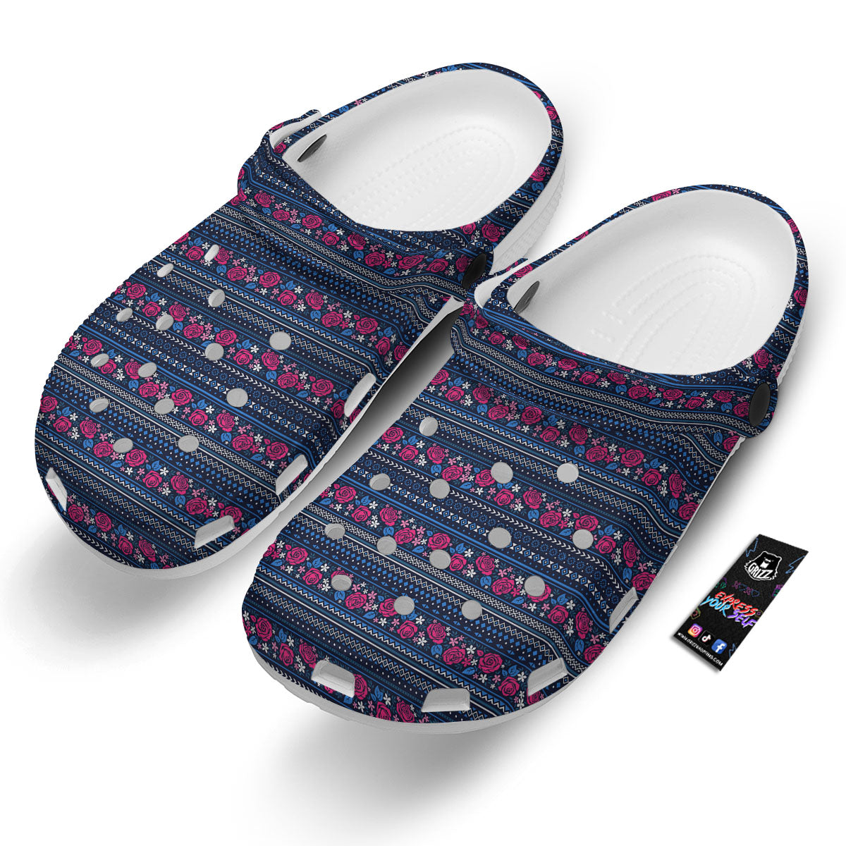 Ethnic Rose Native Tribal Print Pattern Clog-grizzshop
