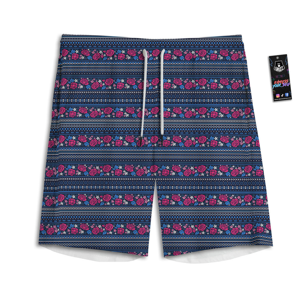 Ethnic Rose Native Tribal Print Pattern Men's Athletic Shorts