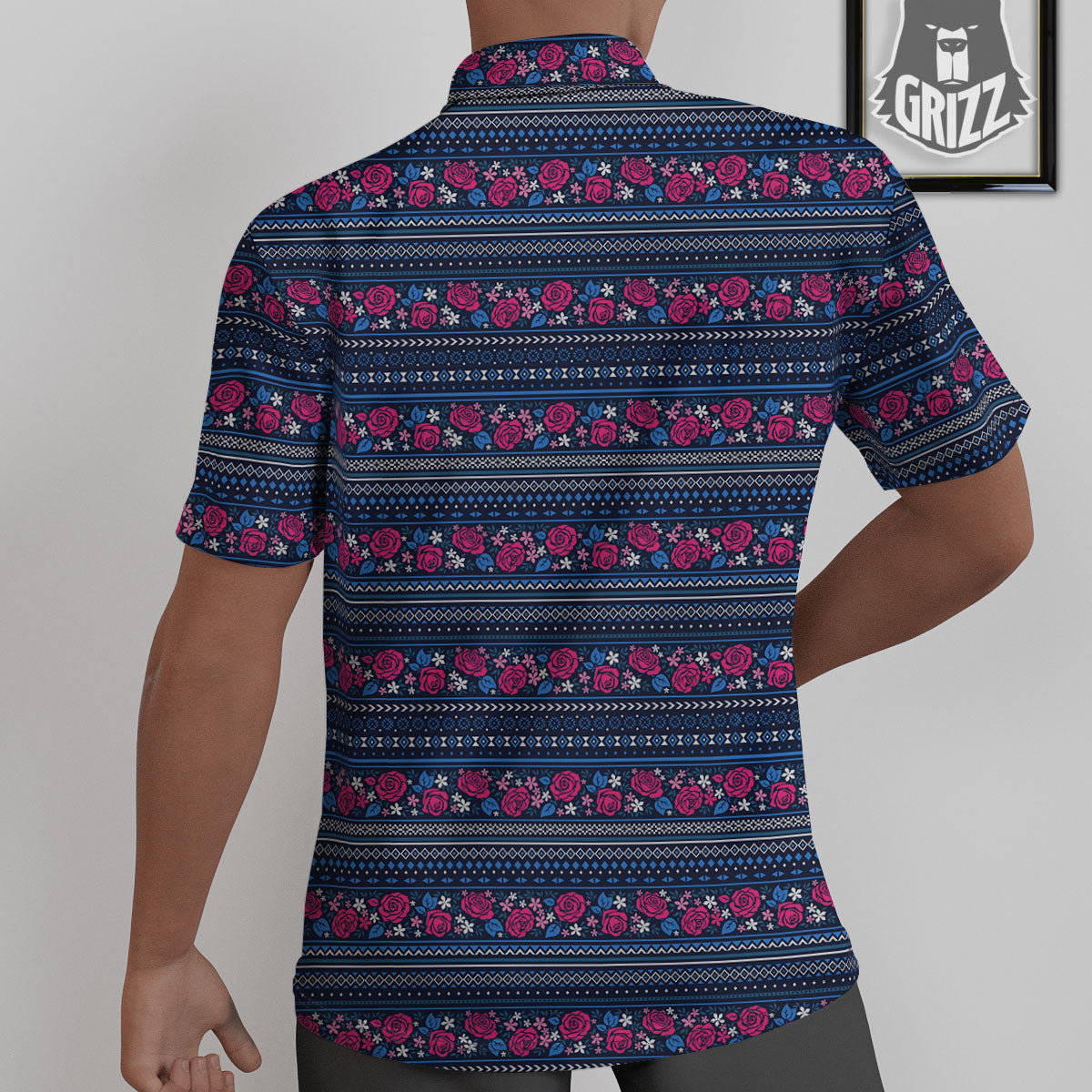 Ethnic Rose Native Tribal Print Pattern Untucked Shirts-grizzshop