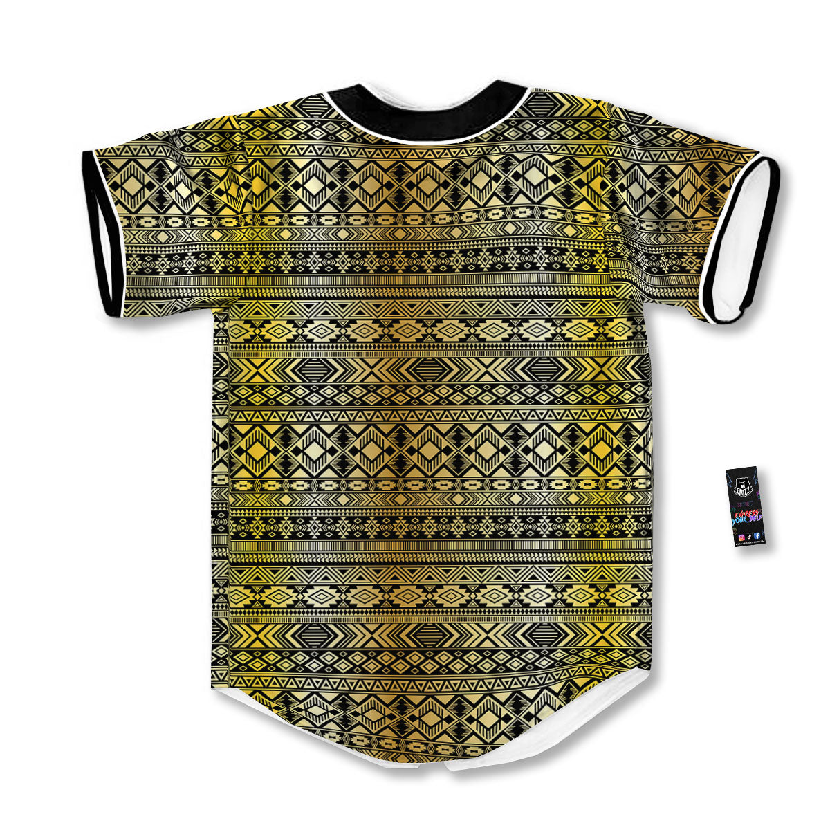 Ethnic Tribal Gold African Print Pattern Baseball Jersey-grizzshop