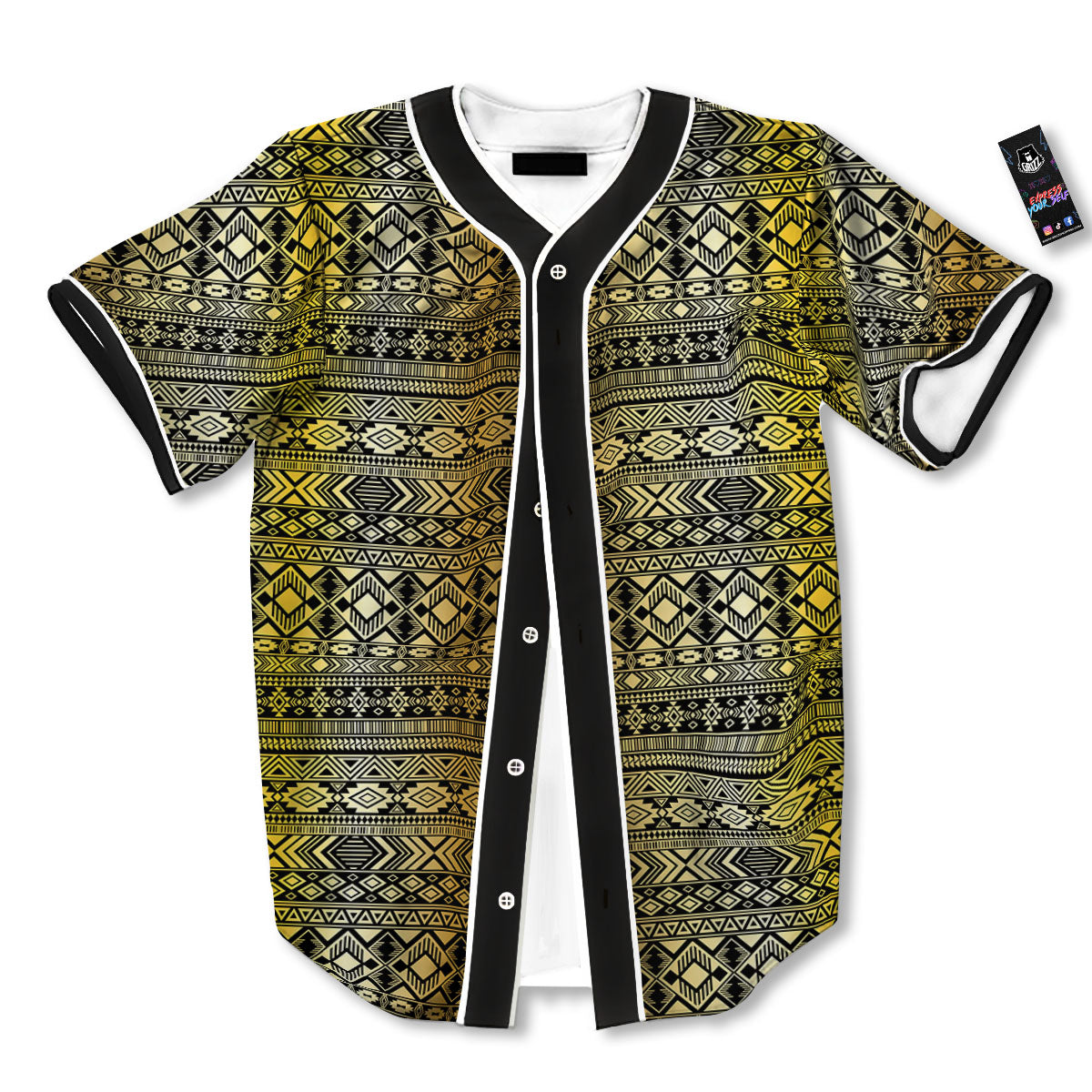 Ethnic Tribal Gold African Print Pattern Baseball Jersey-grizzshop