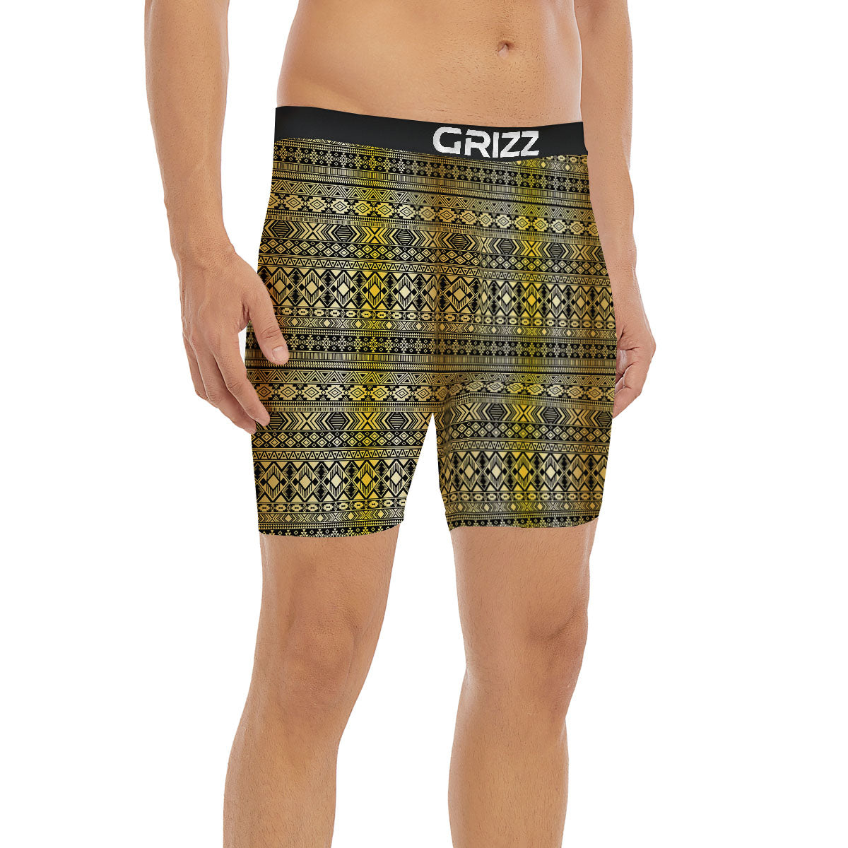 Ethnic Tribal Gold African Print Pattern Boxer Briefs-grizzshop