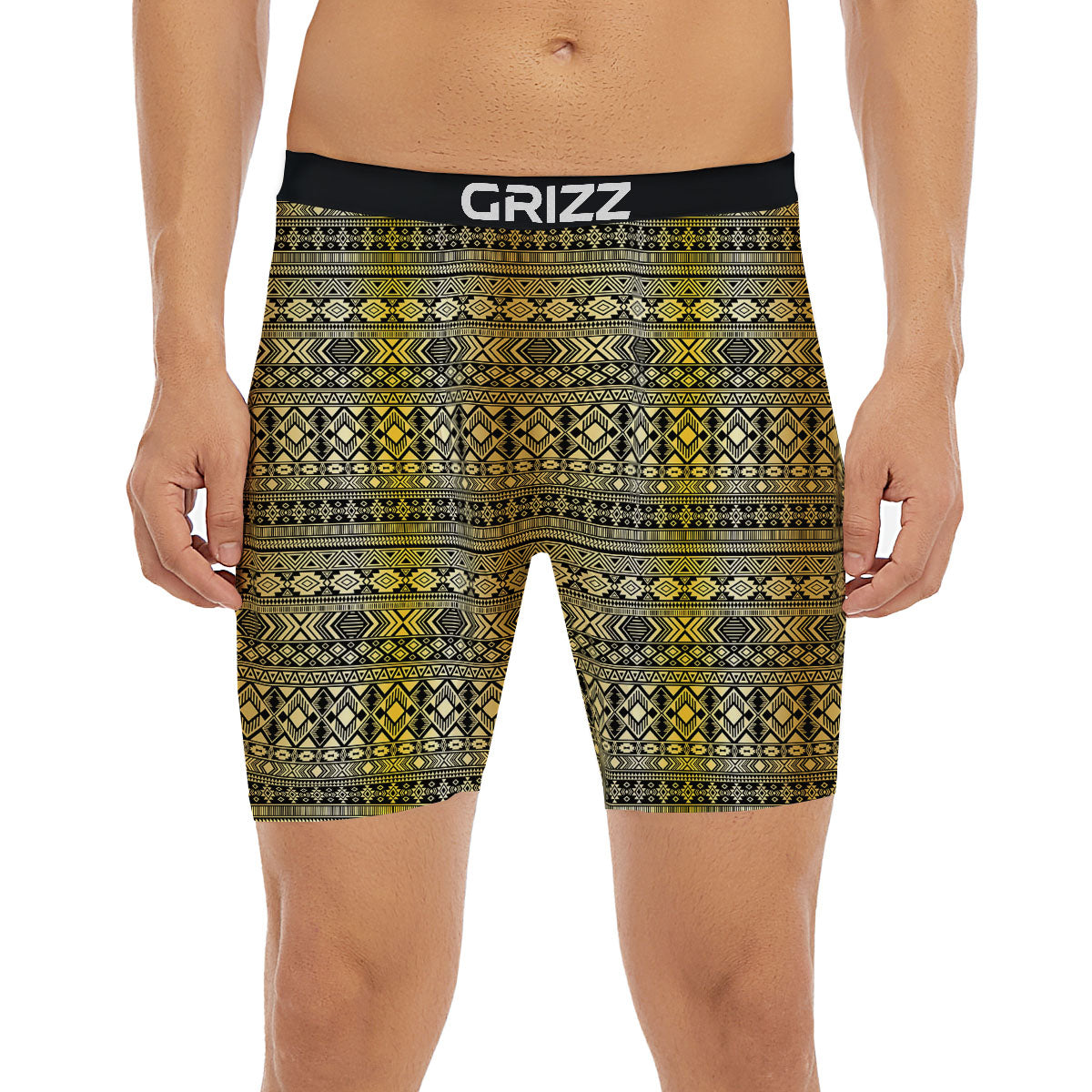 Ethnic Tribal Gold African Print Pattern Boxer Briefs-grizzshop