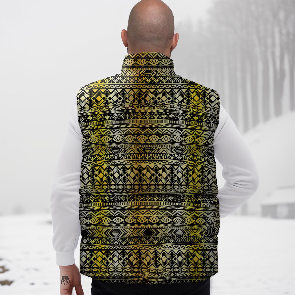 Ethnic Tribal Gold African Print Pattern Down Vest