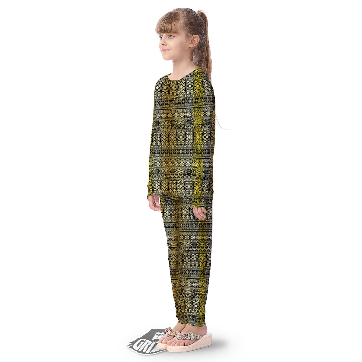 Ethnic Tribal Gold African Print Pattern Kid's Pajamas-grizzshop