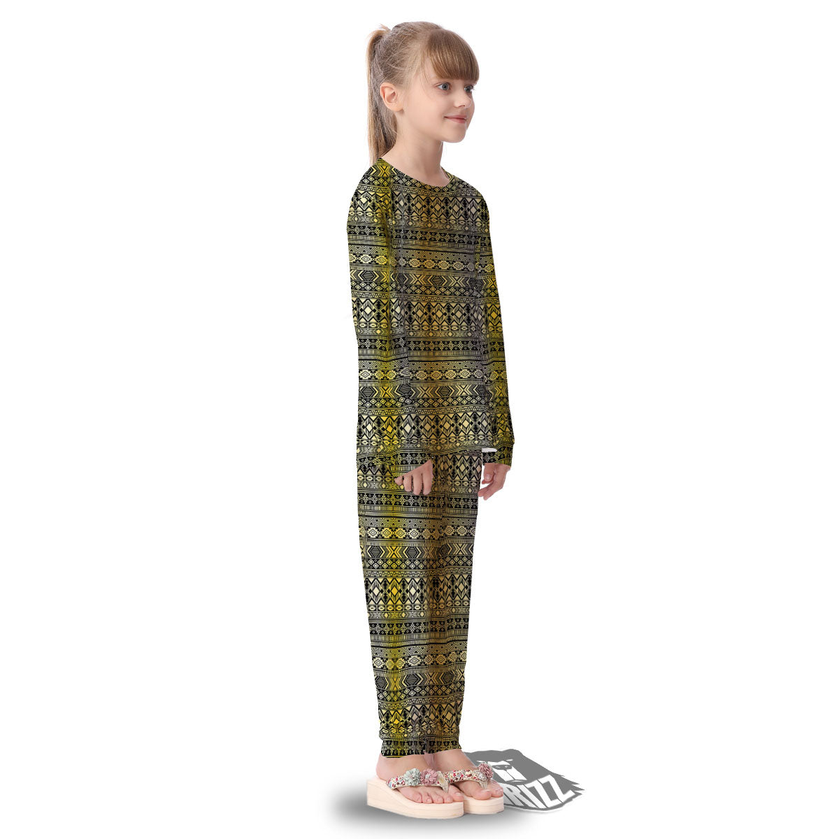 Ethnic Tribal Gold African Print Pattern Kid's Pajamas-grizzshop