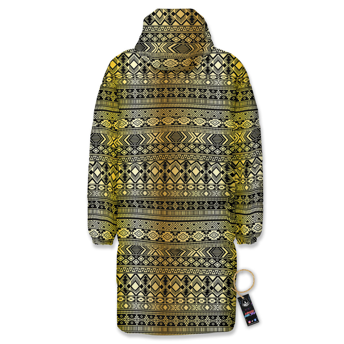 Ethnic Tribal Gold African Print Pattern Long Down Jacket-grizzshop