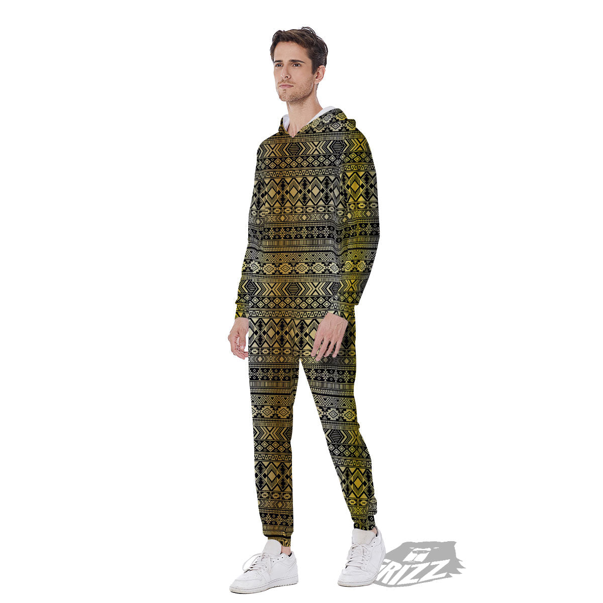 Ethnic Tribal Gold African Print Pattern Men's Jumpsuit-grizzshop