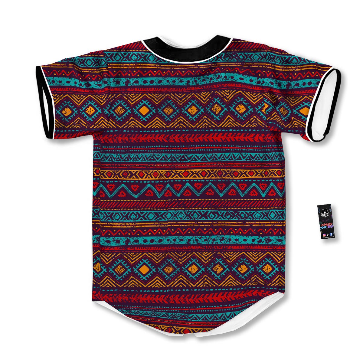 Ethnic Tribal Print Pattern Baseball Jersey-grizzshop