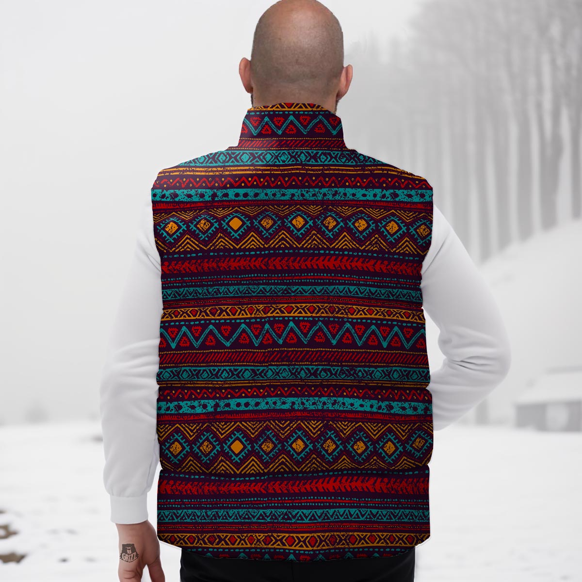 Ethnic Tribal Print Pattern Down Vest
