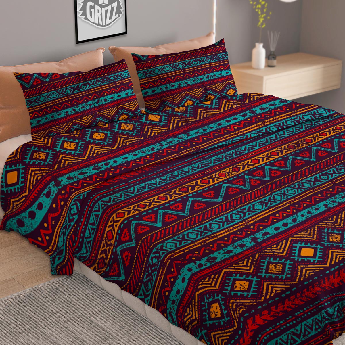 Ethnic Tribal Print Pattern Duvet Cover Bedding Set