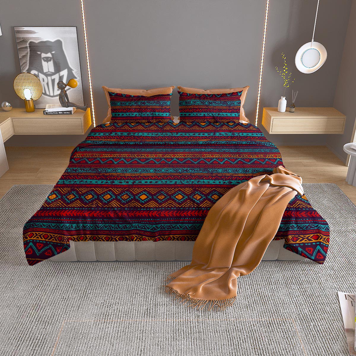 Ethnic Tribal Print Pattern Duvet Cover Bedding Set