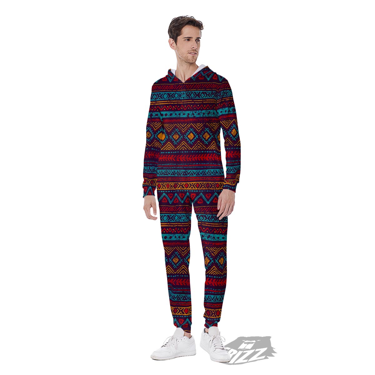 Ethnic Tribal Print Pattern Men's Jumpsuit-grizzshop