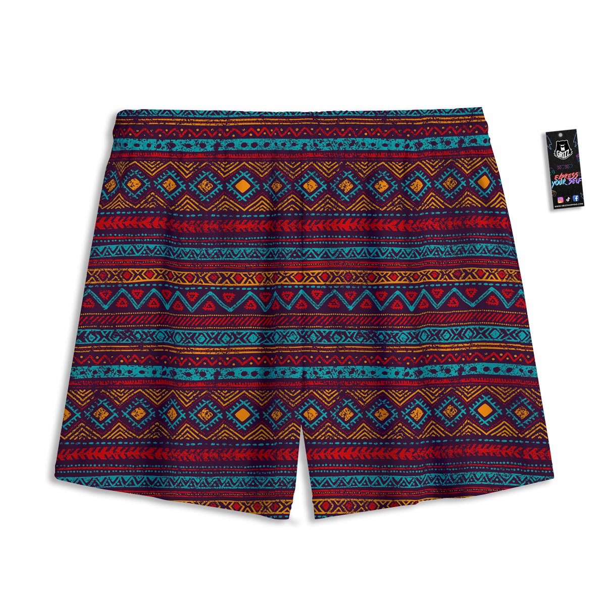 Ethnic Tribal Print Pattern Mesh Shorts