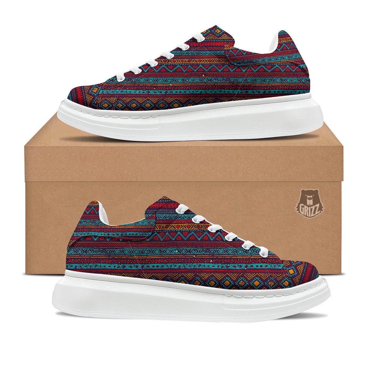 Ethnic Tribal Print Pattern Platform Shoes-grizzshop