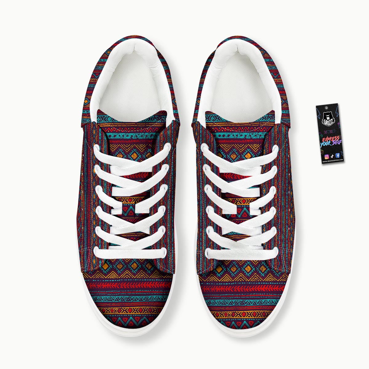 Ethnic Tribal Print Pattern Platform Shoes-grizzshop