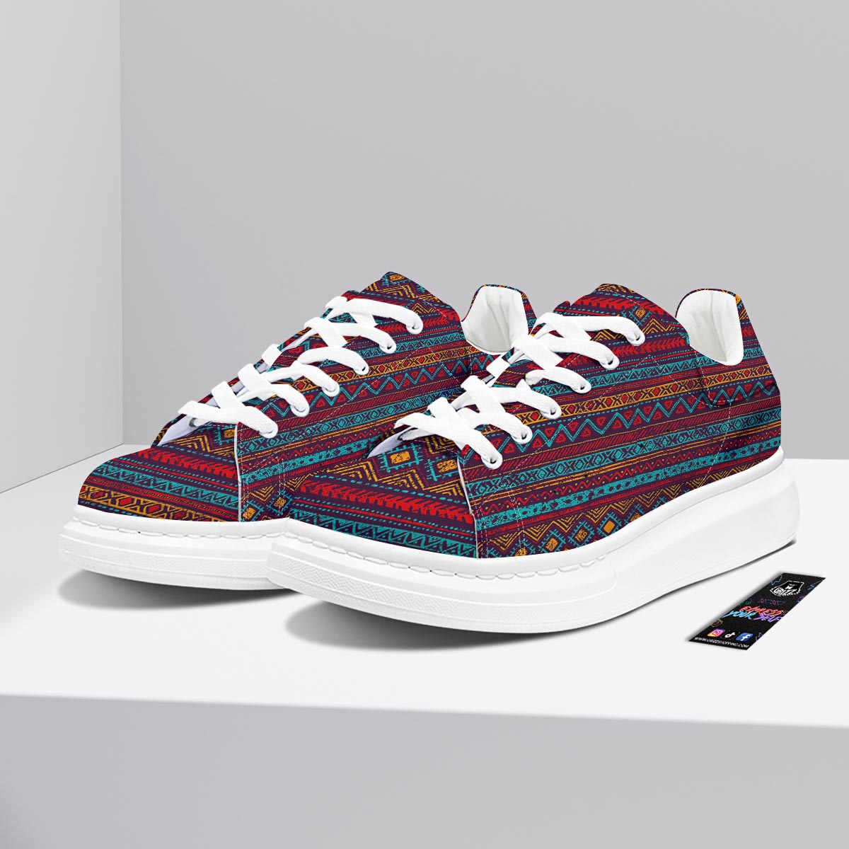 Ethnic Tribal Print Pattern Platform Shoes-grizzshop