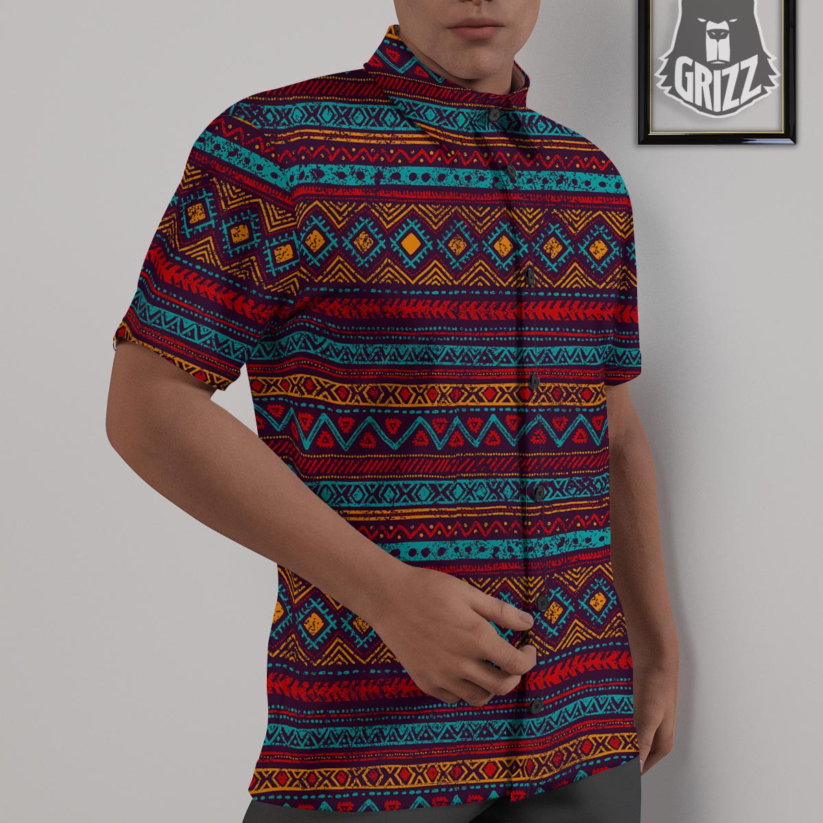 Ethnic Tribal Print Pattern Untucked Shirts-grizzshop