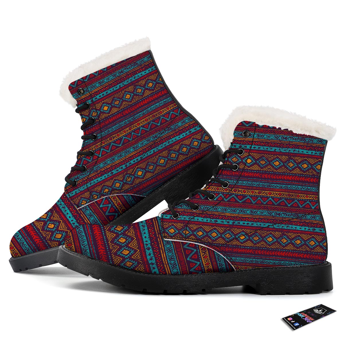 Ethnic Tribal Print Pattern Winter Boots-grizzshop