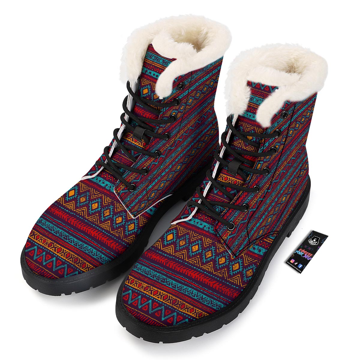 Ethnic Tribal Print Pattern Winter Boots-grizzshop