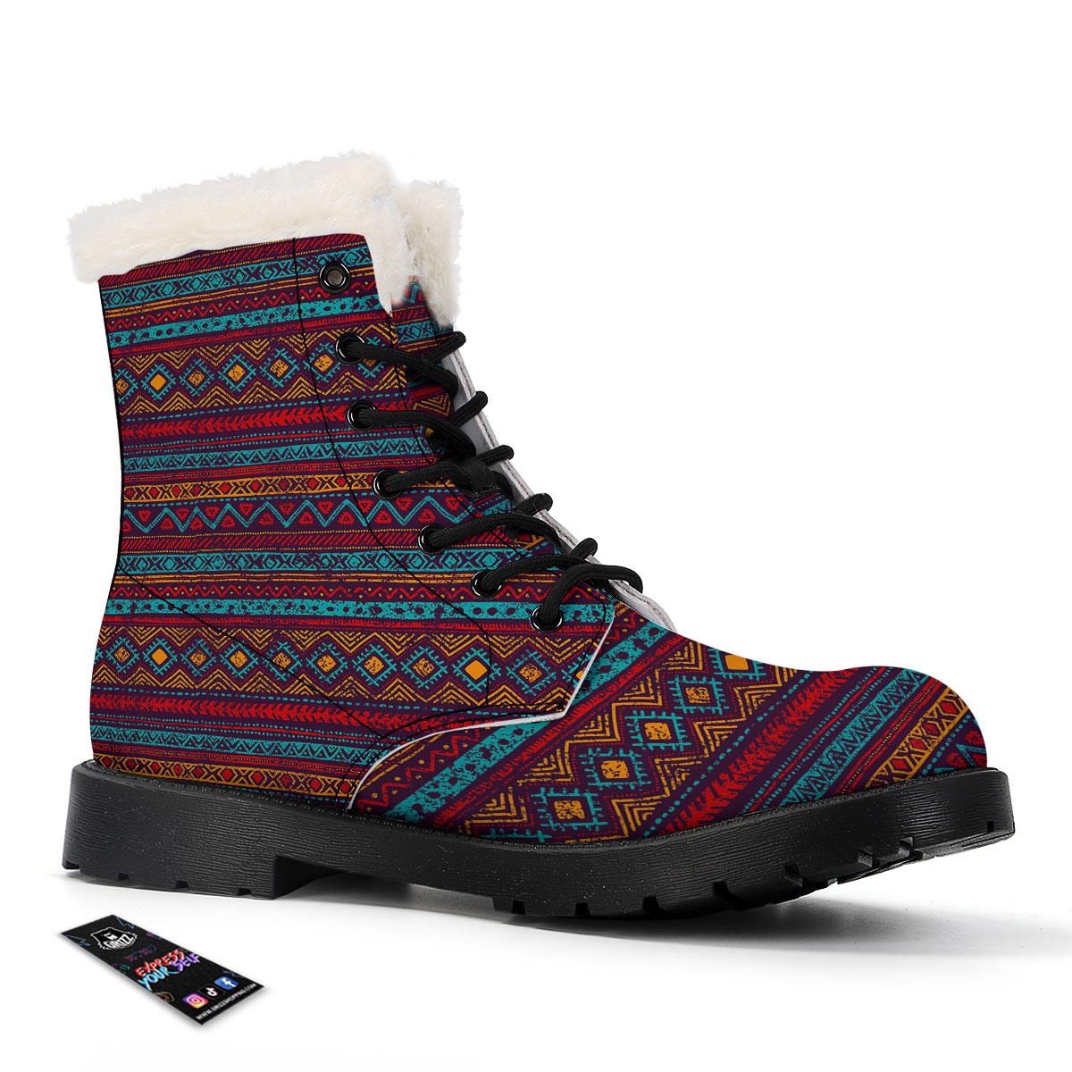 Ethnic Tribal Print Pattern Winter Boots-grizzshop