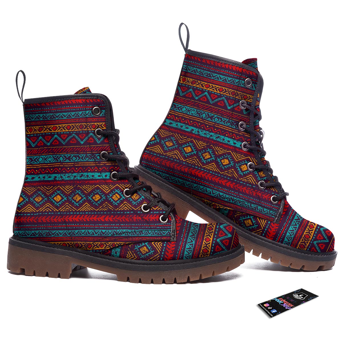 Ethnic Tribal Print Pattern Work Boots-grizzshop