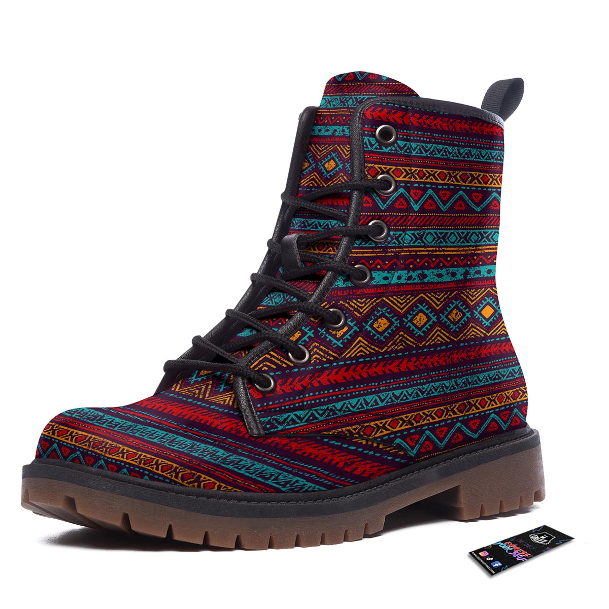 Ethnic Tribal Print Pattern Work Boots-grizzshop