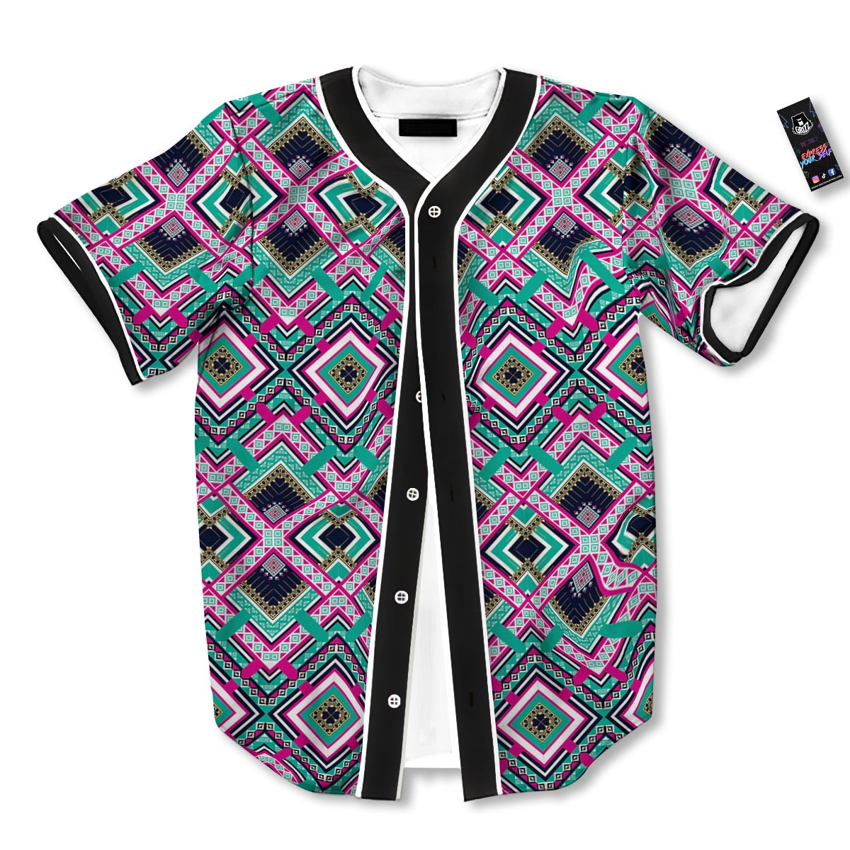Ethnic Tribal Retro Print Pattern Baseball Jersey-grizzshop