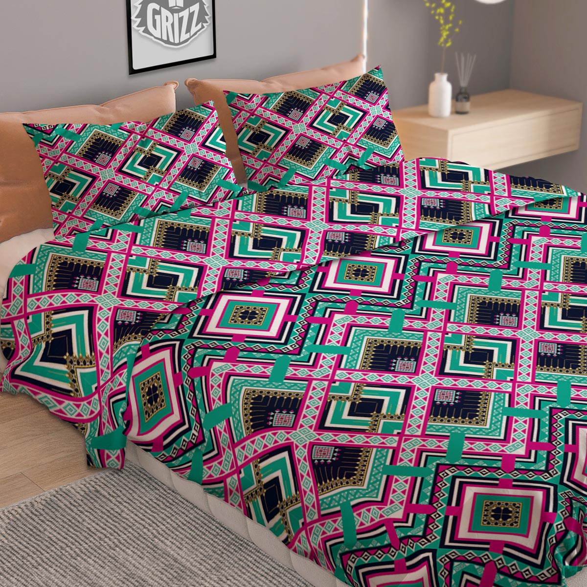 Eggplant Watercolor Print Pattern Duvet Cover Bedding Set