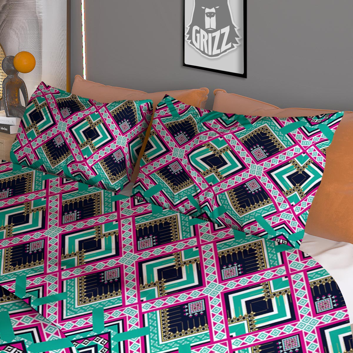 Eggplant Watercolor Print Pattern Duvet Cover Bedding Set