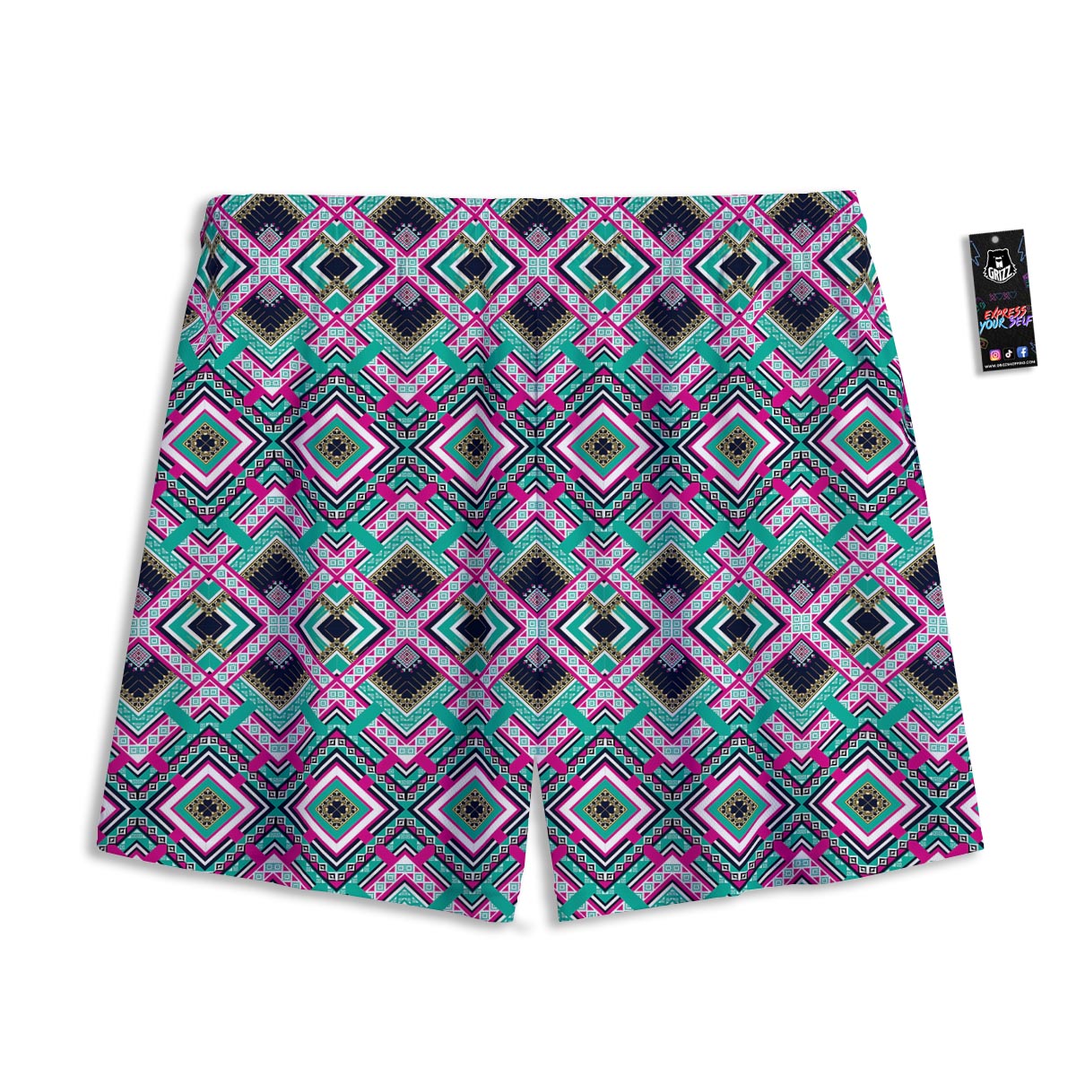 Ethnic Tribal Retro Print Pattern Mesh Shorts