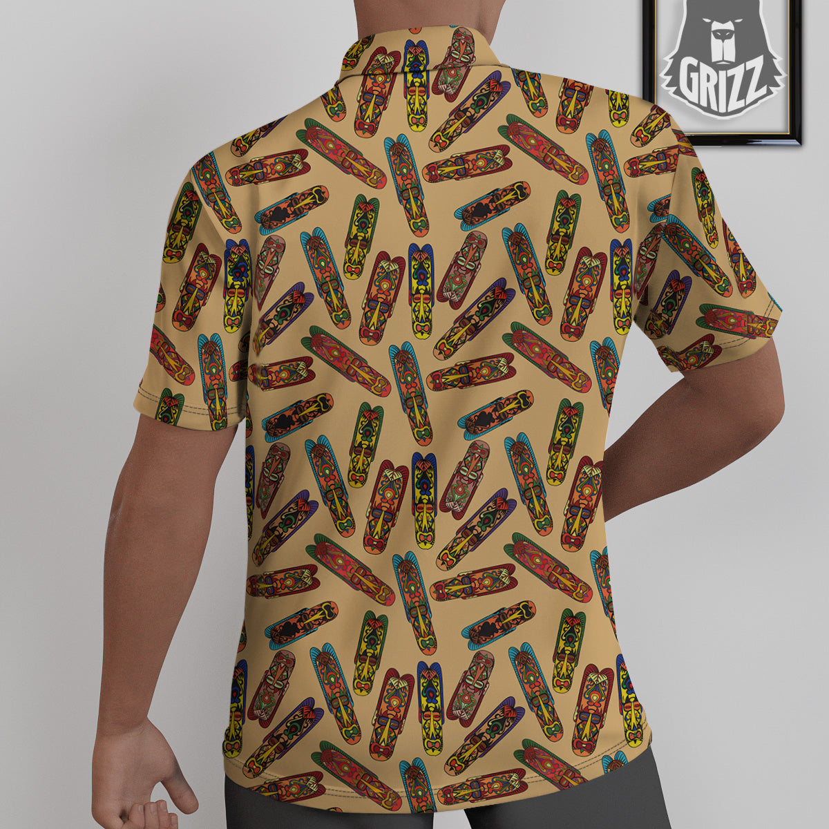 Ethnic Tribal Vintage Style African Mask Print Pattern Untucked Shirts-grizzshop