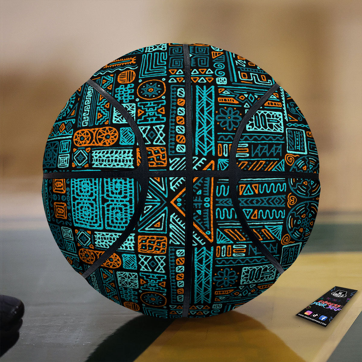 Ethnic Turquoise African Print Pattern Basketball