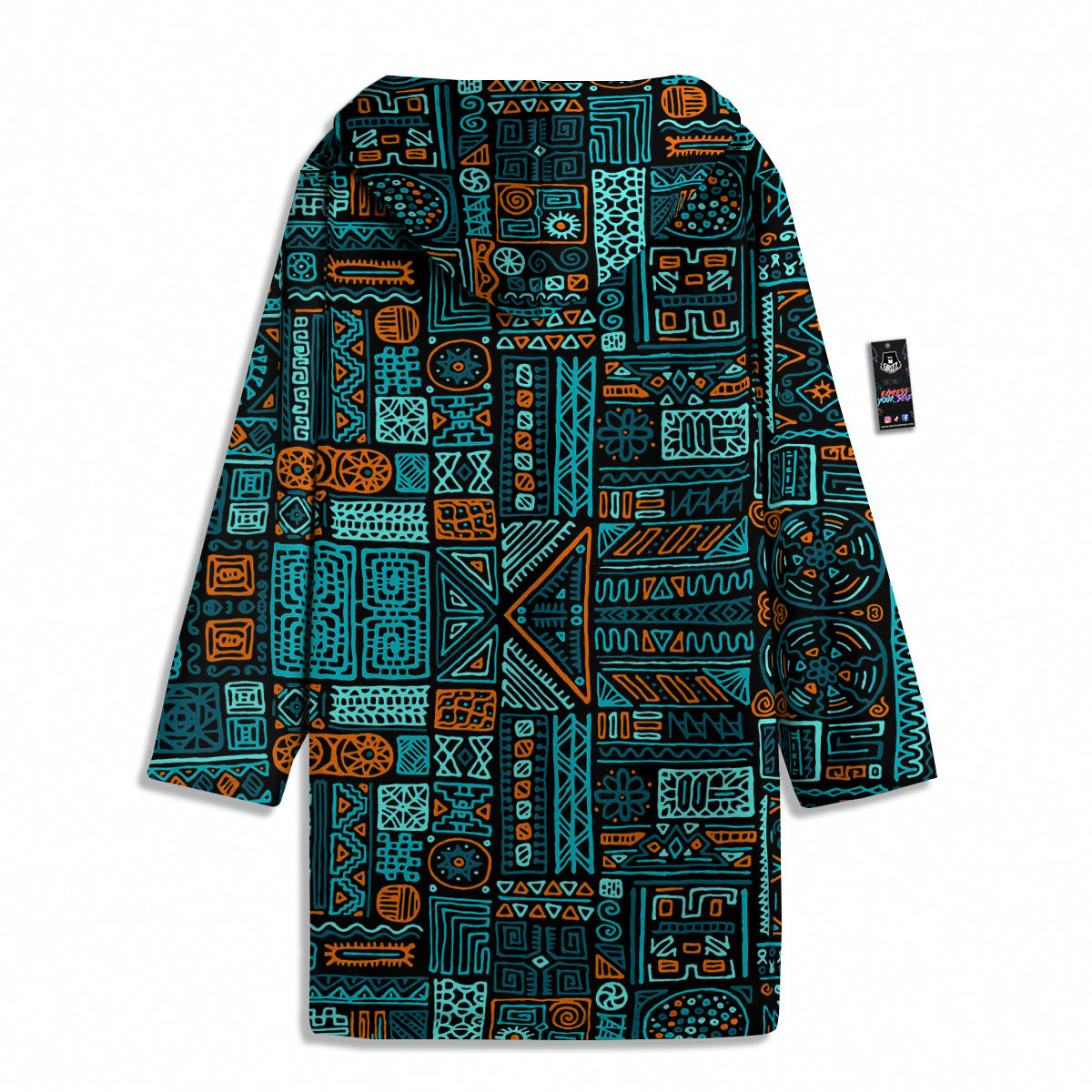 Ethnic Turquoise African Print Pattern Men's Windbreaker Jacket-grizzshop