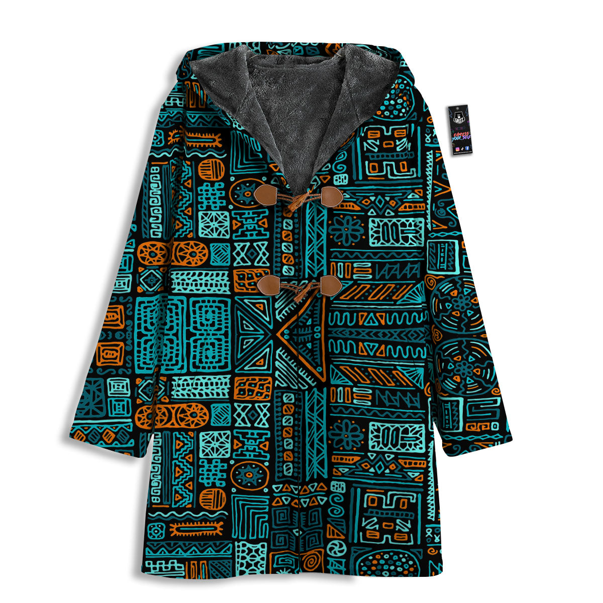 Ethnic Turquoise African Print Pattern Men's Windbreaker Jacket-grizzshop