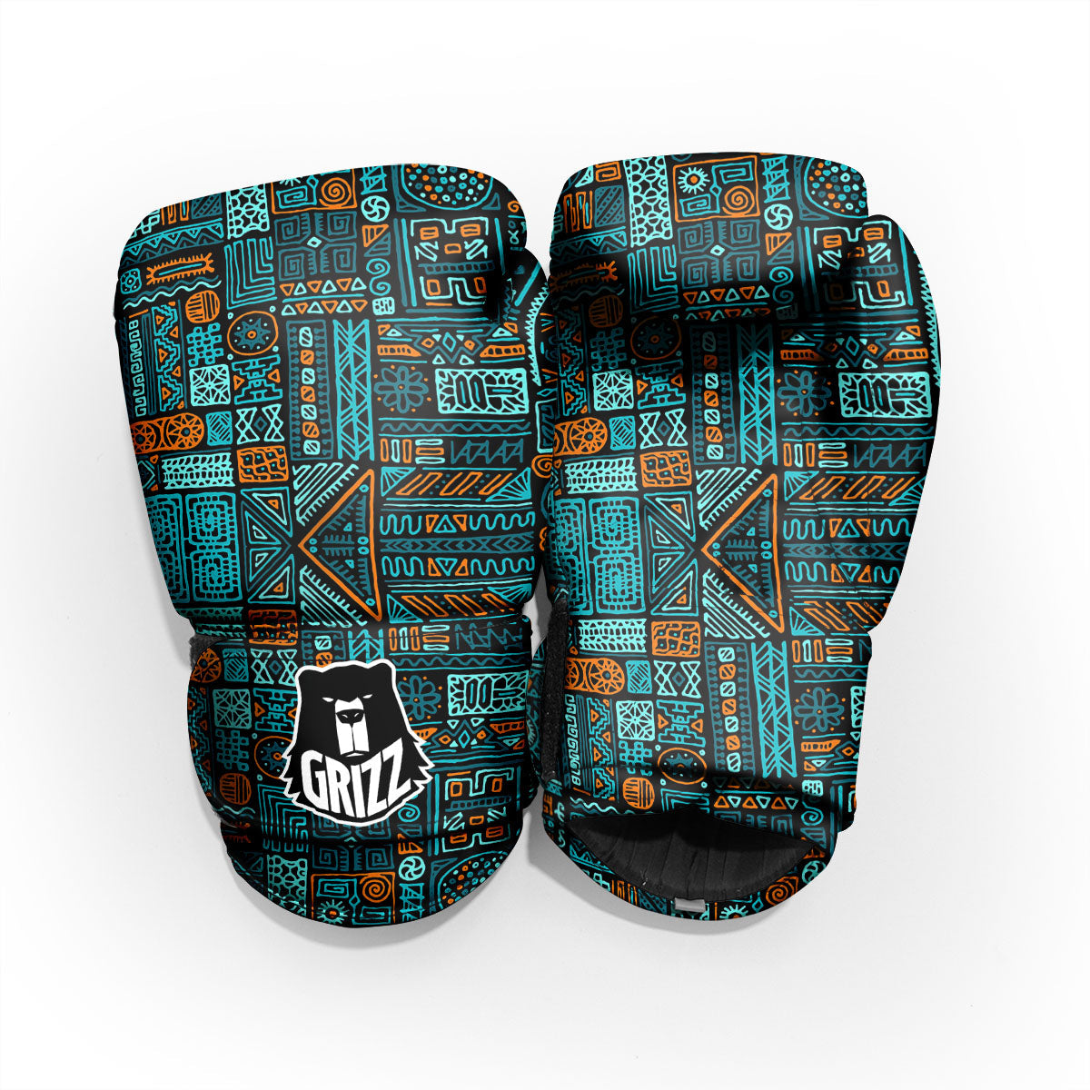 Ethnic Turquoise African Print Pattern Pro Boxing Glove