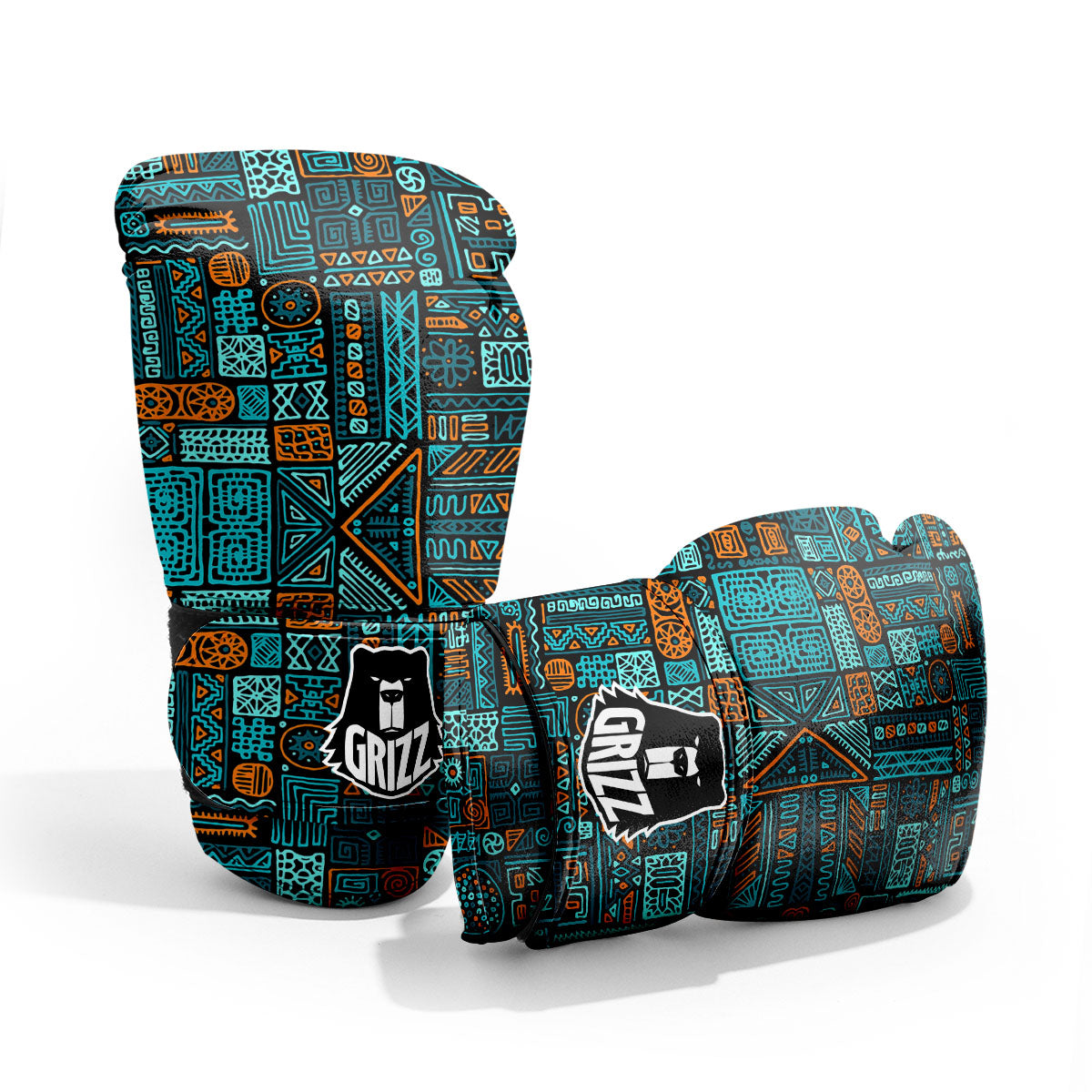 Ethnic Turquoise African Print Pattern Pro Boxing Glove
