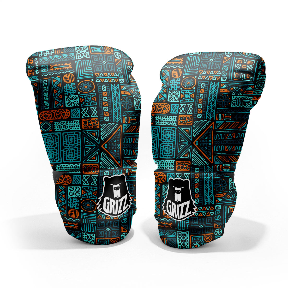Ethnic Turquoise African Print Pattern Pro Boxing Glove