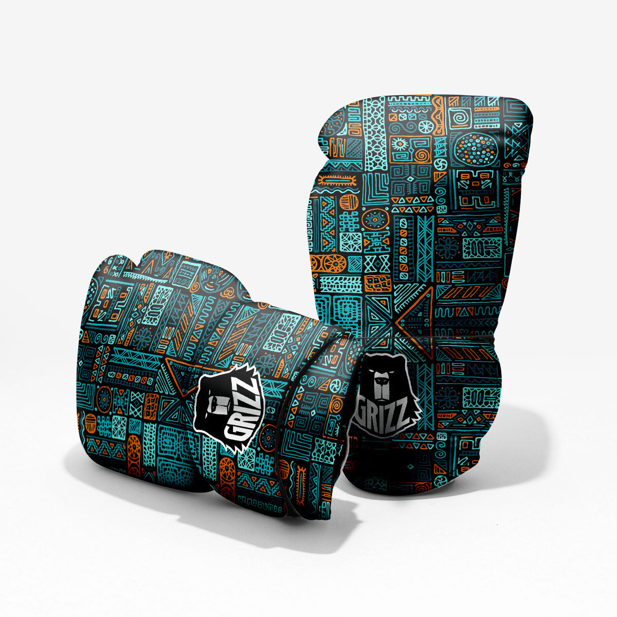 Ethnic Turquoise African Print Pattern Pro Boxing Glove