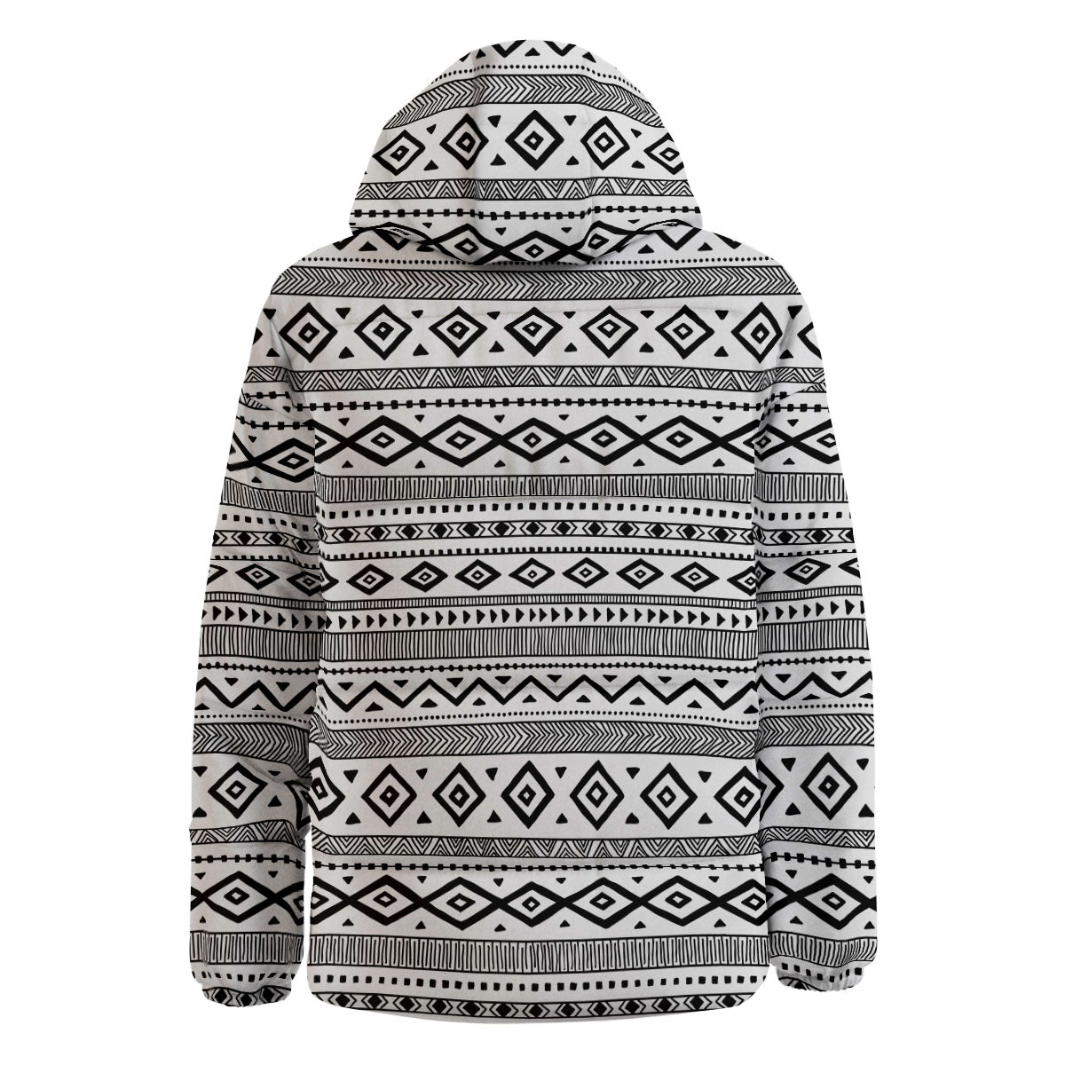 Ethnic White And Black Print Pattern Down Jacket-grizzshop