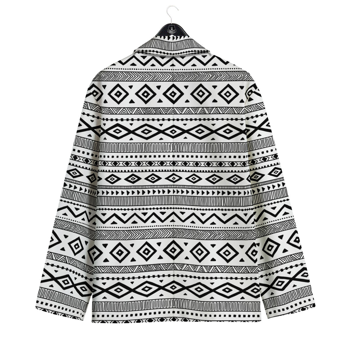 Ethnic White And Black Print Pattern Men's Sport Coat-grizzshop