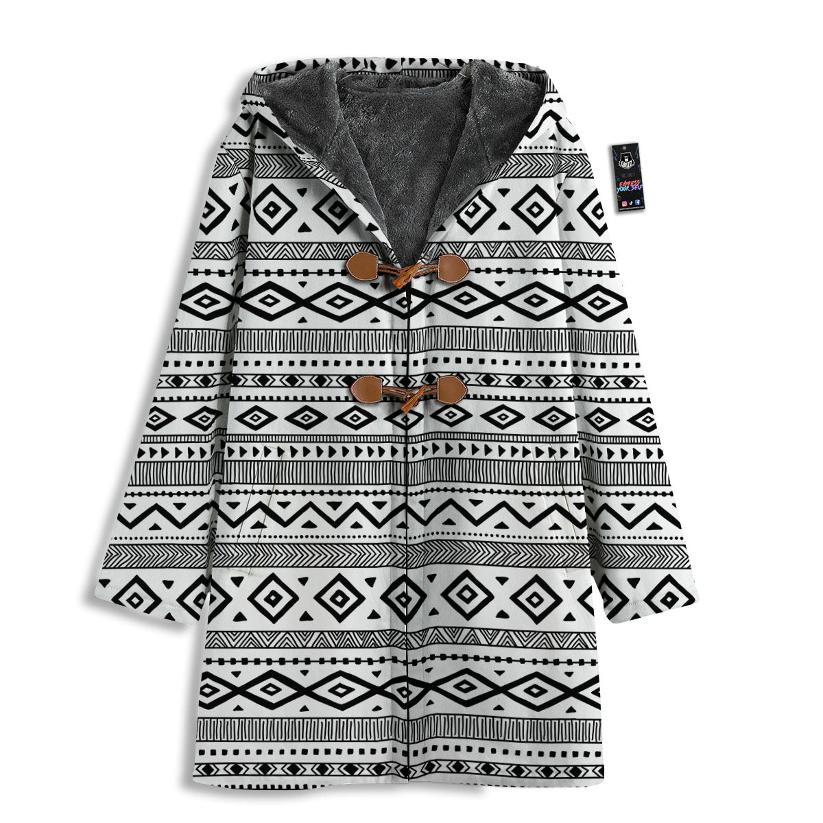 Ethnic White And Black Print Pattern Men's Windbreaker Jacket-grizzshop