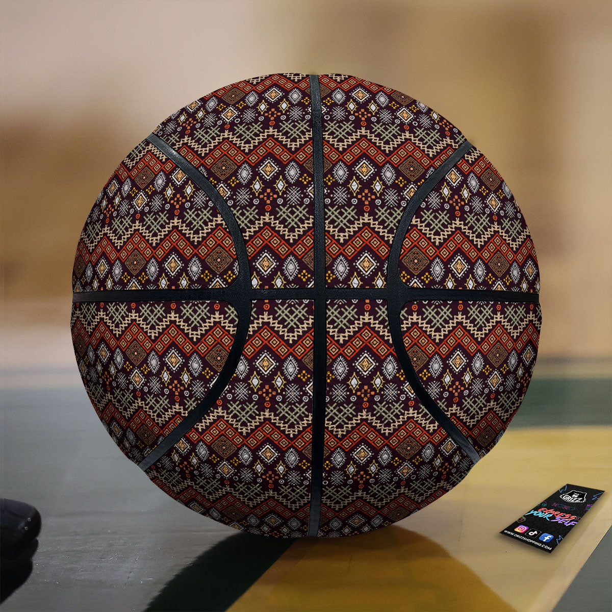 Ethnic Boho Print Pattern Basketball