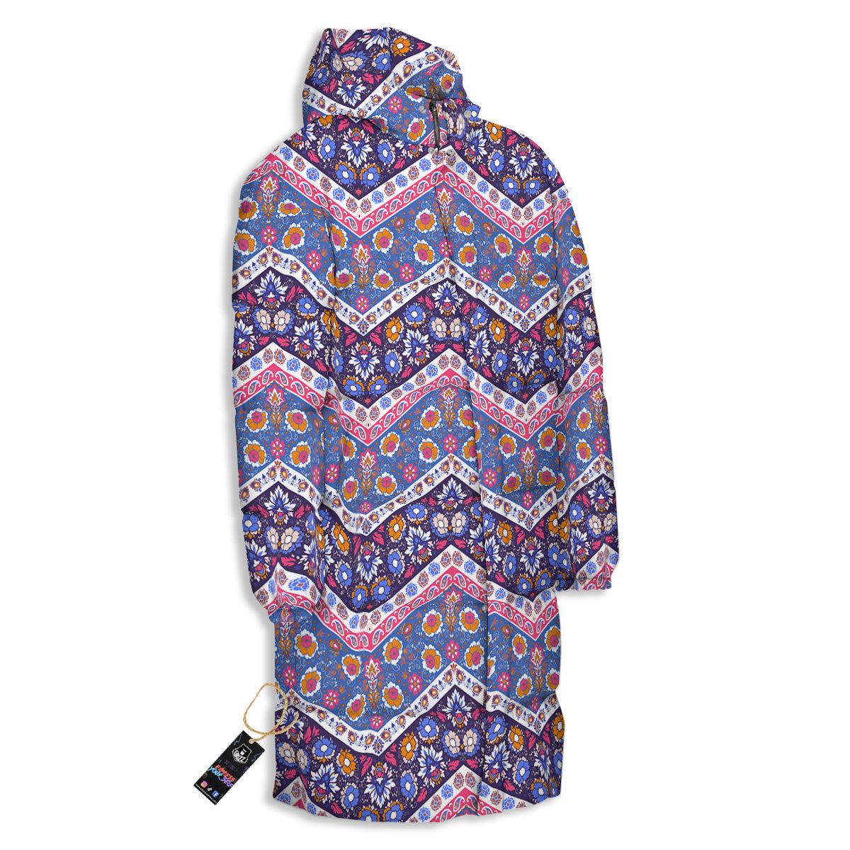 Ethnic Mandala And Indian Paisley Print Pattern Long Down Jacket