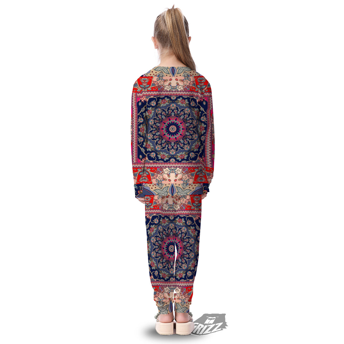 Ethnic Patchwork Square Print Kid's Pajamas-grizzshop