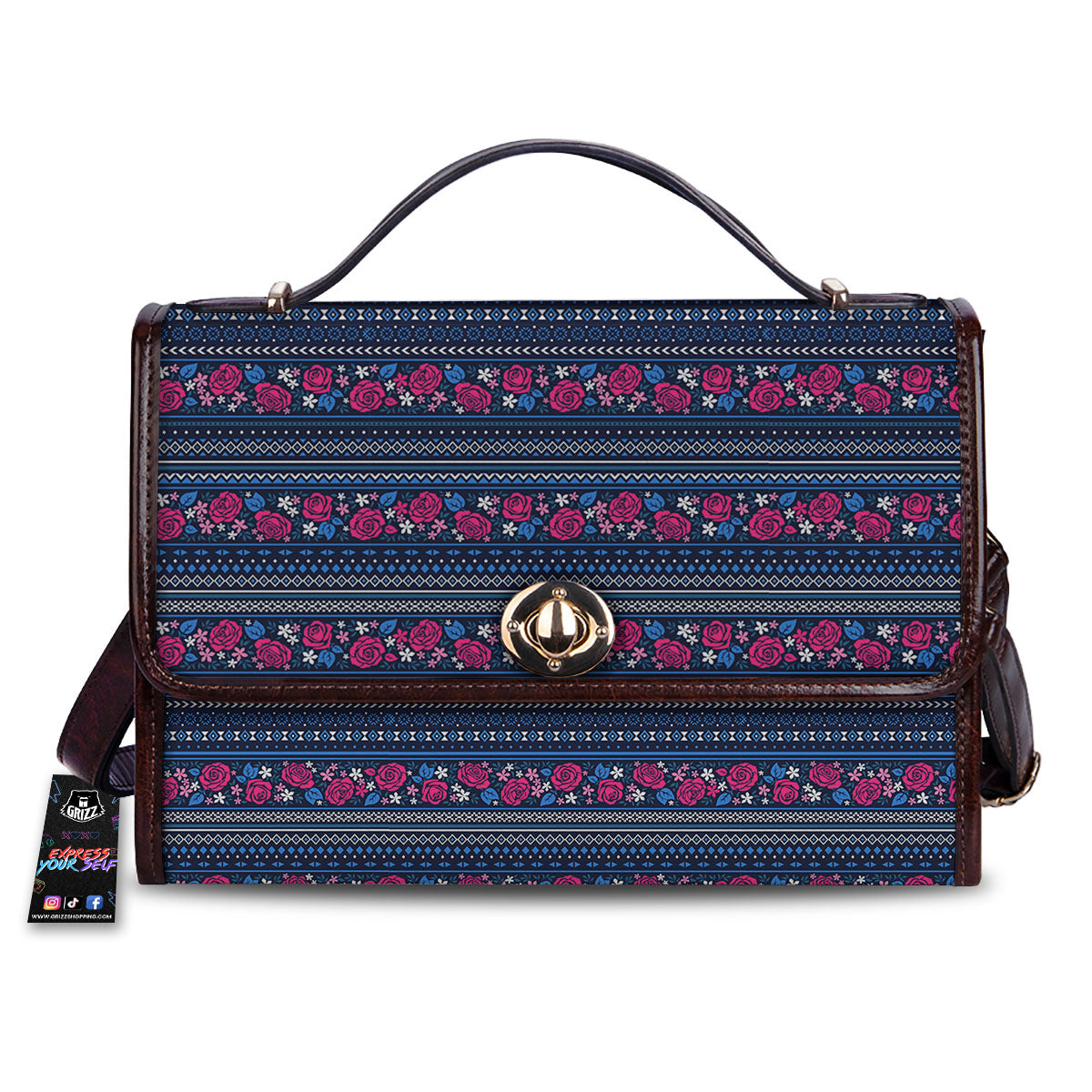 Ethnic Rose Native Tribal Print Pattern Women's Satchel Bag