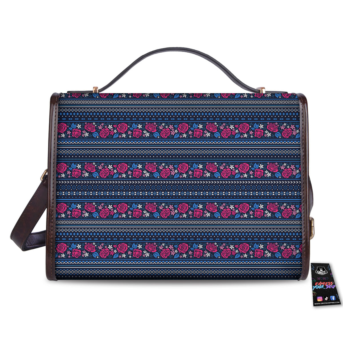 Ethnic Rose Native Tribal Print Pattern Women's Satchel Bag