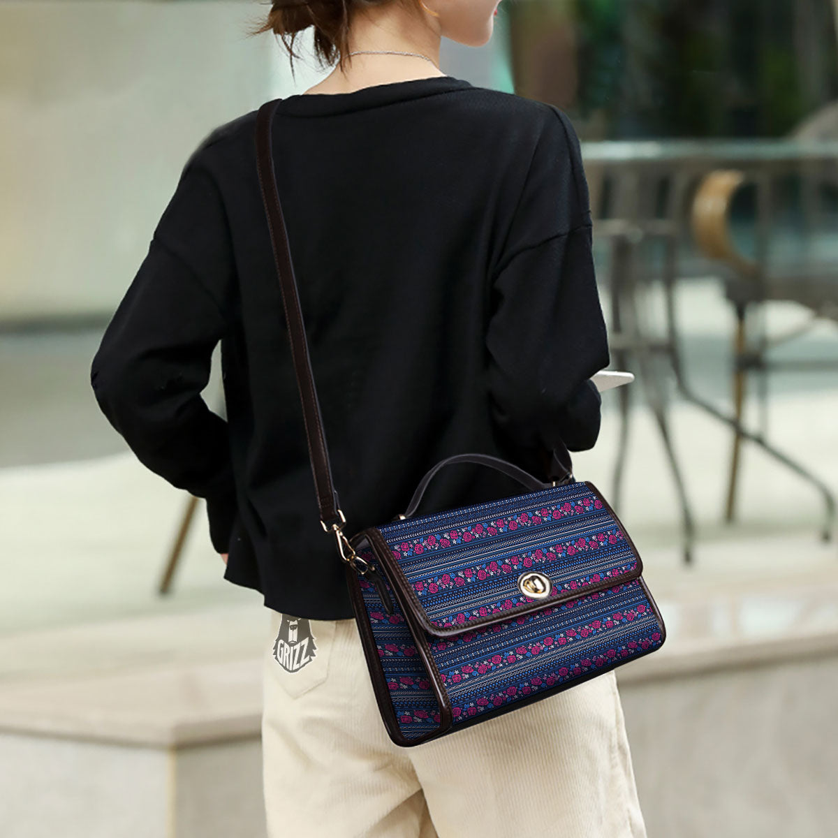 Ethnic Rose Native Tribal Print Pattern Women's Satchel Bag