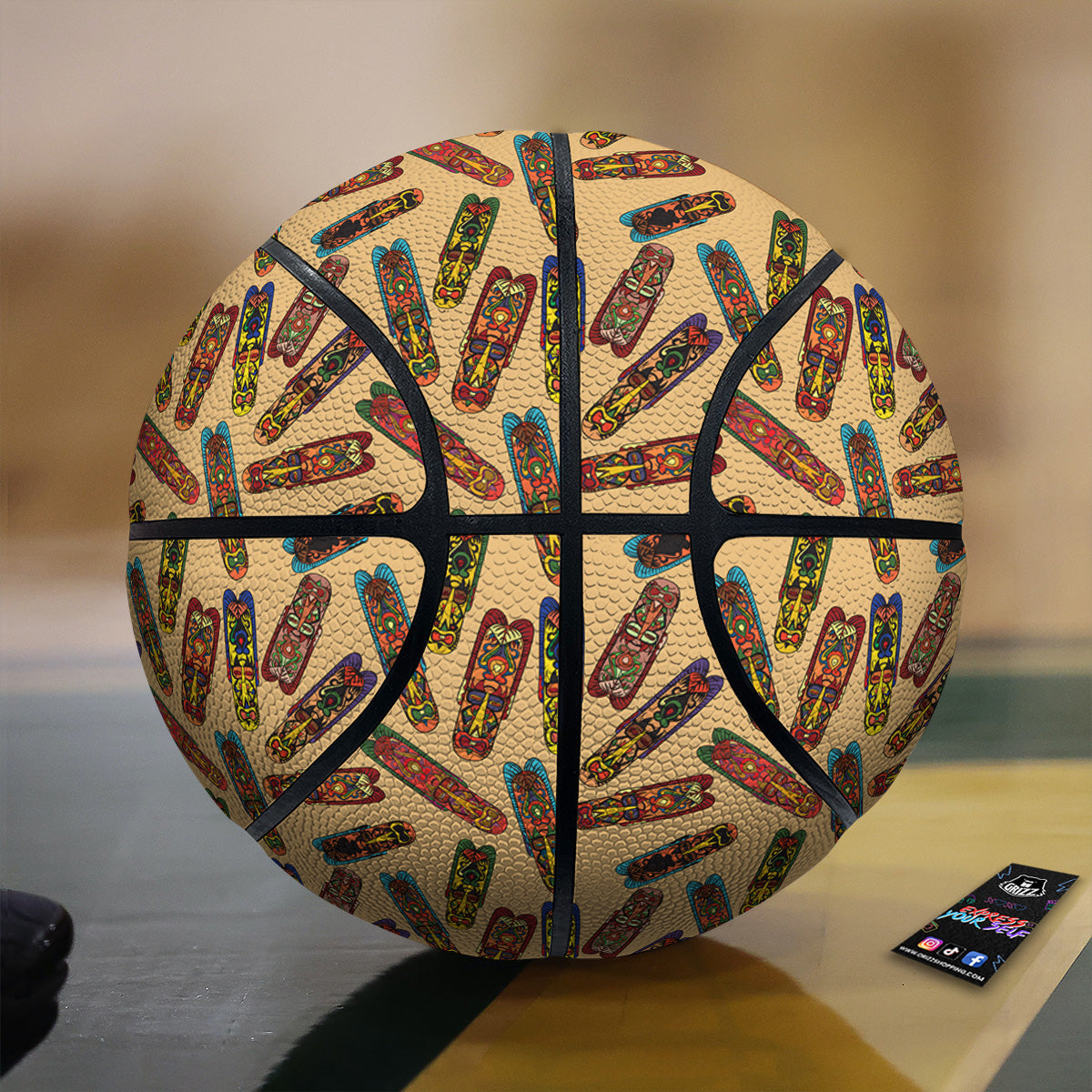 Ethnic Tribal Vintage Style African Mask Print Pattern Basketball