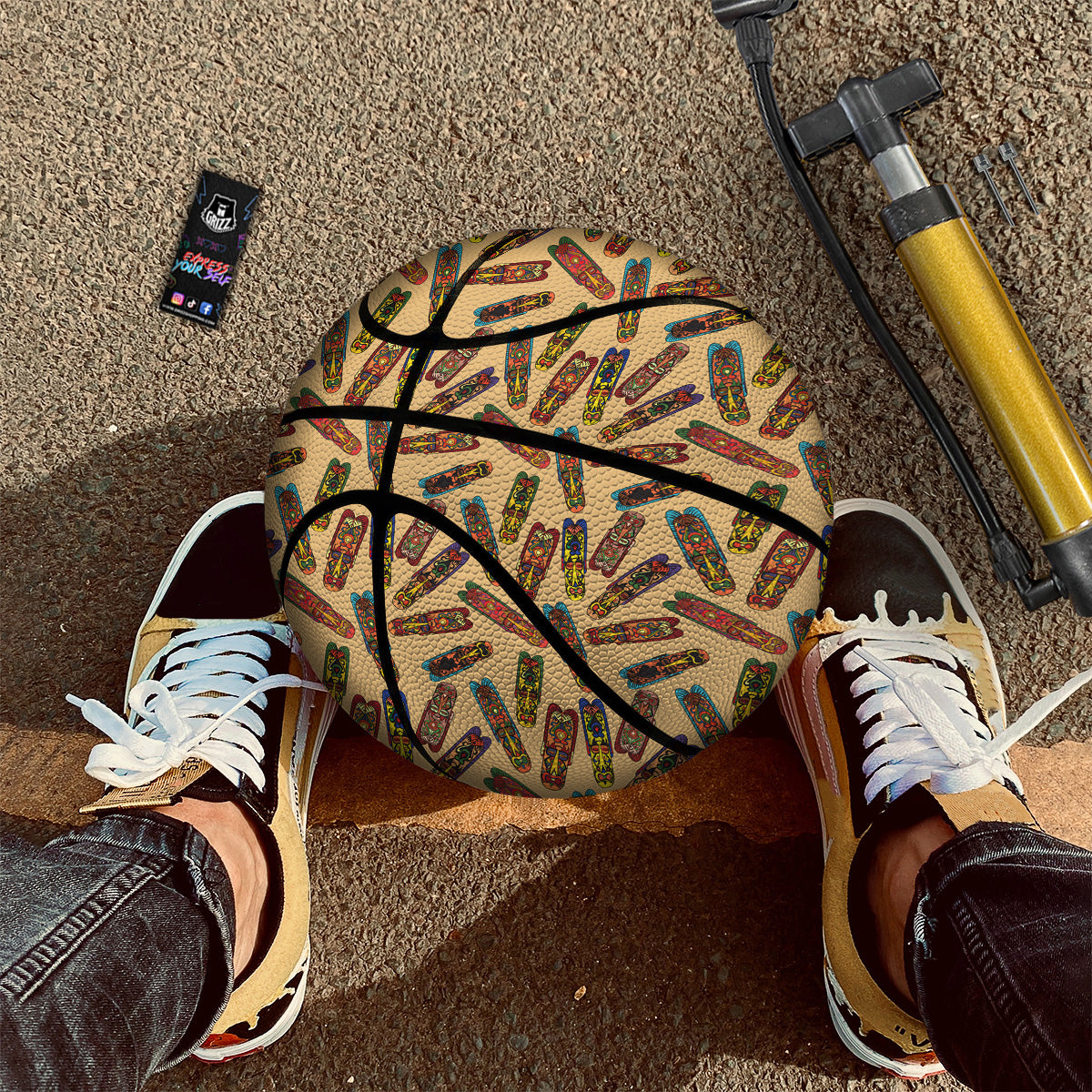 Ethnic Tribal Vintage Style African Mask Print Pattern Basketball